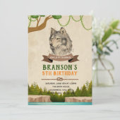 Invitation du thème d'anniversaire du loup (Debout devant)
