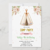 Invitation du thème du camping Boho (Devant)