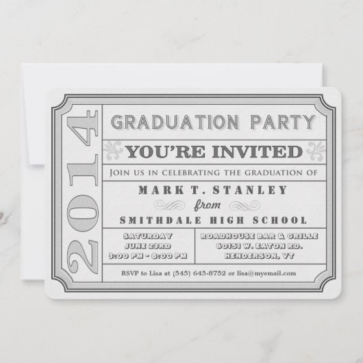 Invitation du Ticket Style 2014 Grey Graduation Pa (Devant)
