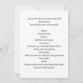 Invitation du tournoi de golf de la Saint-Patrick (Dos)