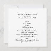 Invitation du tournoi de golf de la Saint-Patrick (Dos)