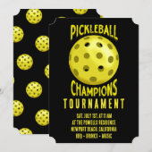 Invitation du tournoi de Pickleball Jaune Noir (Devant / Derrière)