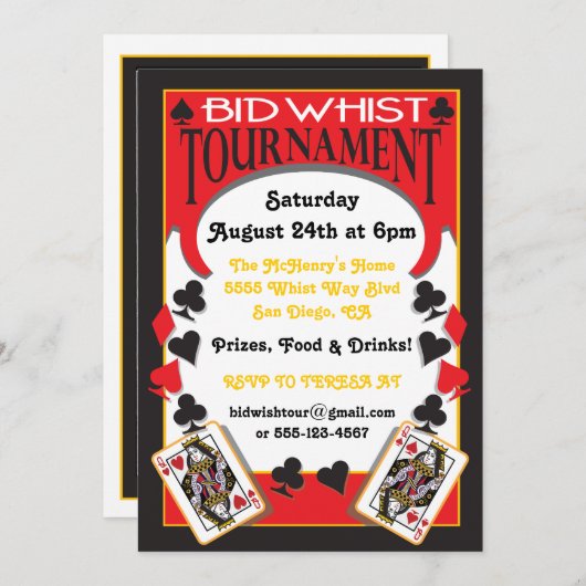 Invitation du tournoi d'enchères (Devant / Derrière)