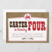 Invitation du tracteur de pays rouge (Devant / Derrière)