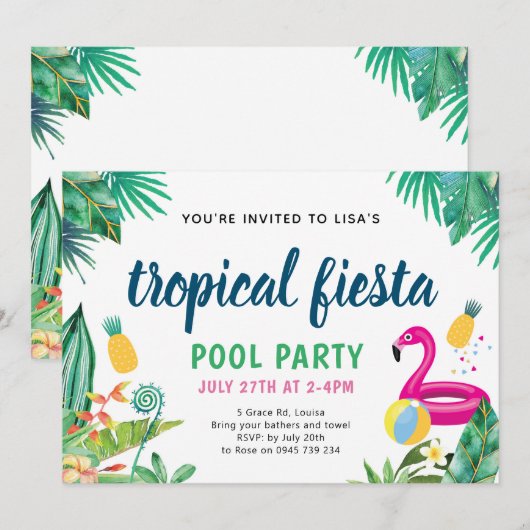Invitation du Tropical Pool Party (Devant / Derrière)