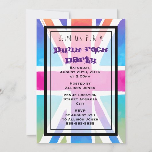 Invitation du Union Jack Flag Punk Rock Party (Devant)