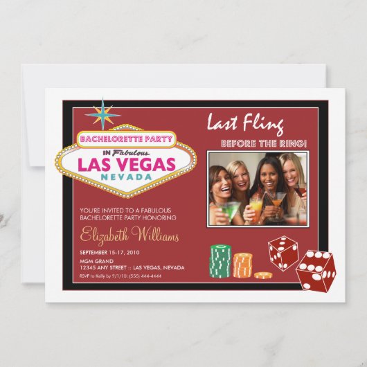 Invitation du Vegas Weekend Bachelorette Party (Cr (Devant)