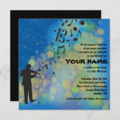 Invitation du violon VIOLINISTE Bar Mitzvah (Devant / Derrière)