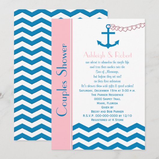 Invitation du Wedding shower de codes de couples n (Devant / Derrière)