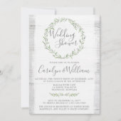 Invitation du Wedding shower de couronne vert bois (Devant)