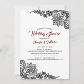 Invitation du Wedding shower de dentelle noire (Devant)