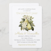 Invitation du Wedding shower de poire vert d'or (Devant / Derrière)