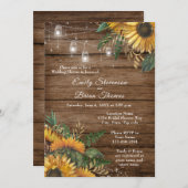 Invitation du wedding shower de tournesols rustiqu (Devant / Derrière)
