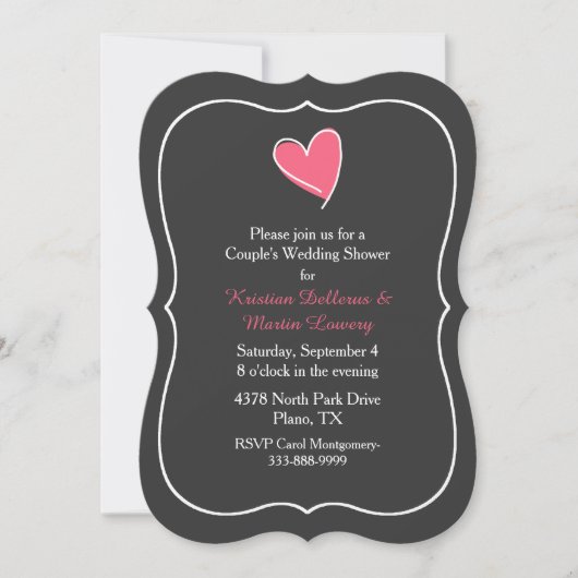 Invitation du wedding shower du couple rose de (Devant)