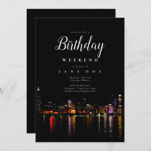 Invitation du week-end d'anniversaire de Chicago S (Devant / Derrière)