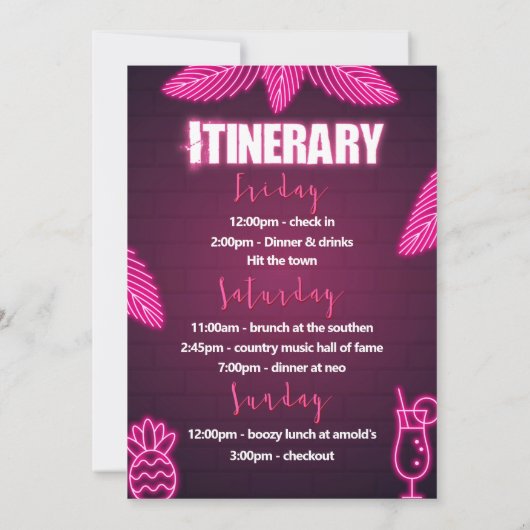 Invitation du week-end de Bachelorette Pink Tropic (Dos)