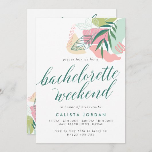 Invitation du week-end de bachelorette tropicale A (Devant / Derrière)