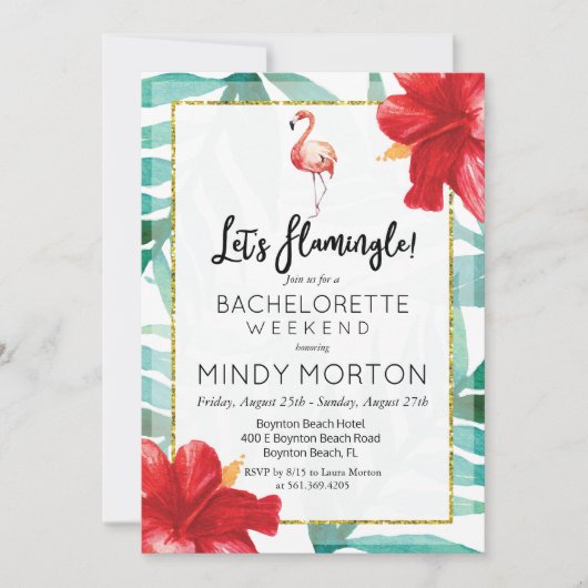 Invitation du week-end Flamingle Bachelorette (Devant)