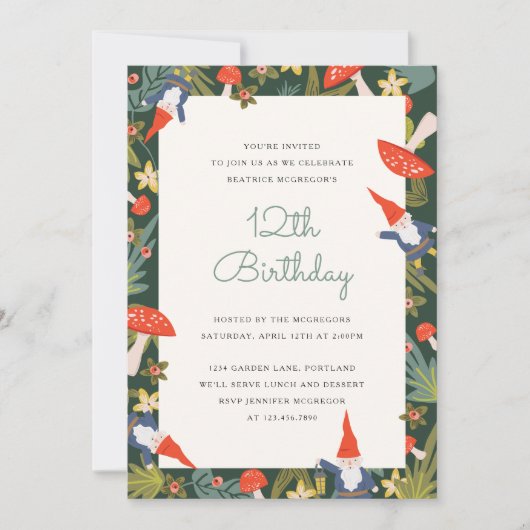 Invitation du Woodland Gnomes Party (Devant)