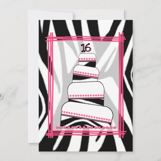 Invitation du Zebra Print & Pink 16th Birthday Par (Devant)