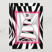 Invitation du Zebra Print & Pink 16th Birthday Par (Devant / Derrière)