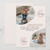 Invitation Dual Kids Photo Joint Double Birthday Celebration (Devant / Derrière)