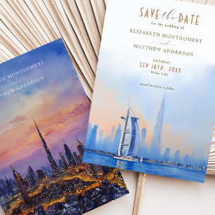 Invitation Dubaï moderne Sauvez la date Burj Al Arab Skyline