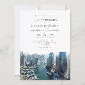 Invitation Dubai Skyline Watercolor QR Code Wedding (Devant)