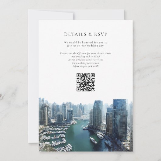 Invitation Dubai Skyline Watercolor QR Code Wedding (Dos)