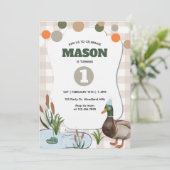 Invitation Duck Birthday, Lucky Duck, Mallard Duck Watercolor (Debout devant)