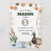 Invitation Duck Birthday, Lucky Duck, Mallard Duck Watercolor (Devant)