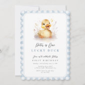 Invitation Duck Blue En vichy 1er anniversaire (Devant)