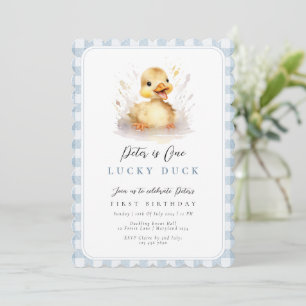 Invitation Duck Blue En vichy 1er anniversaire