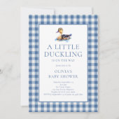 Invitation Duck Blue Gingham Baby Shower (Devant)