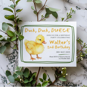 Invitation Duck Duck Deuce Baby Aquarelle Anniversaire