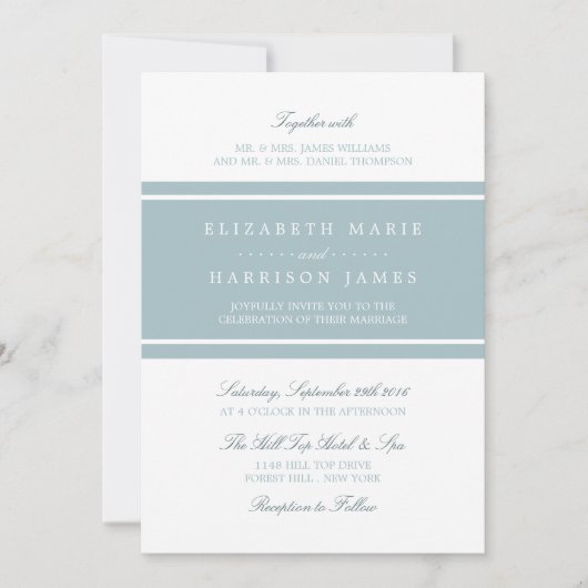 Invitation Duck Egg Bleu Mariage moderne (Devant)