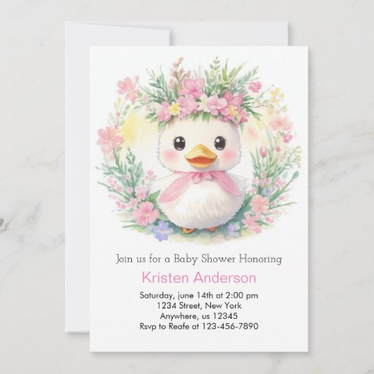 Invitation Duckling Dreams : Fille Baby shower (Devant)