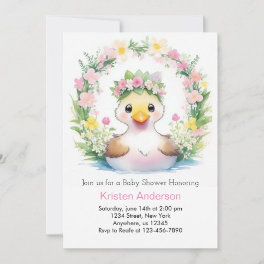Invitation Duckling Dreamscape : Baby shower de fille (Devant)