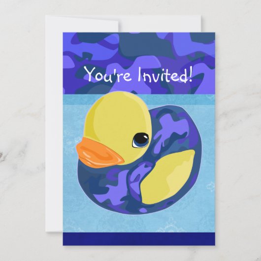 Invitation Ducky de caoutchouc de camo bleu (Devant)