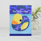 Invitation Ducky de caoutchouc de camo bleu (Debout devant)
