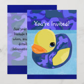 Invitation Ducky de caoutchouc de camo bleu (Devant / Derrière)