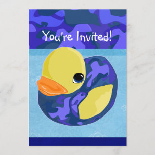 Invitation Ducky de caoutchouc de camo bleu