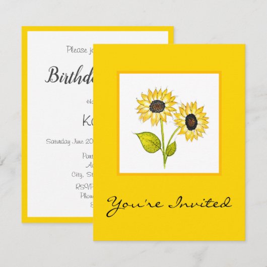 Invitation 'Duet de tournesol' (Devant / Derrière)