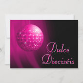 Invitation Dulce Dieciséis Disco Ball Rose Fête  (Devant)