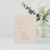 Invitation Dull Pink Minimaliste Douche nuptiale (Debout devant)