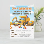 Invitation Dump Everything Construction Dump Truck Birthday (Debout devant)