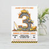 Invitation Dump Everything Construction Truck 3rd Birthday (Debout devant)