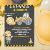 Invitation DUMP EVERYTHING – Construction Truck 3rd Birthday 