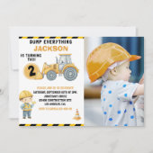 Invitation "DUMP EVERYTHING! Photo –Construction 2nd Birthday (Devant)