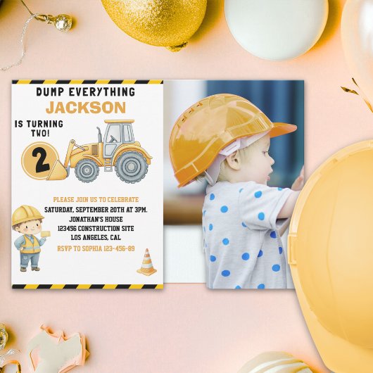Invitation "DUMP EVERYTHING! Photo –Construction 2nd Birthday